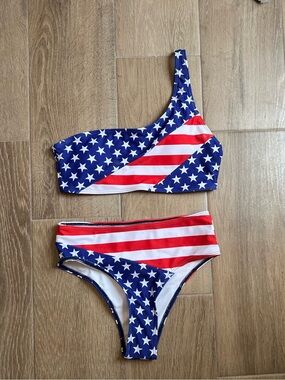SHEIN Patriotic Stars & Stripes Bikini Set - Red, White, Blue
